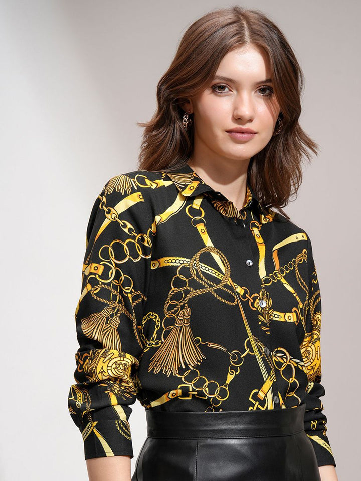 ESPYR By Tokyo Talkies Women Printed Satin Holiday Shirt