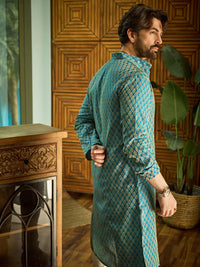 SOJANYA Ethnic Motifs Woven design Band Collar Straight Kurta With Churidar