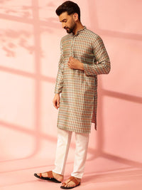 Anouk Ethnic Motifs Printed Mandarin Collar Cotton Silk Straight Kurta