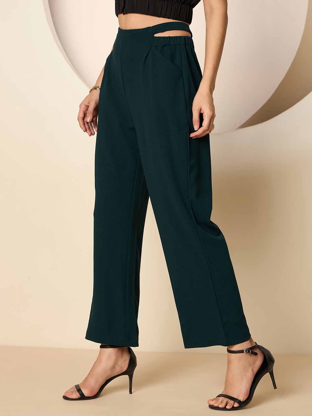 Antheaa Women Solid Smart High-Rise stretchable Trousers