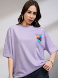 Street By Tokyo Talkies Women Oversized Chest Printed T-shirt