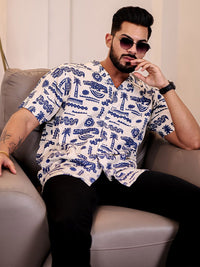 Eszett Graphic Printed Spread Collar Pure Cotton Casual Shirt