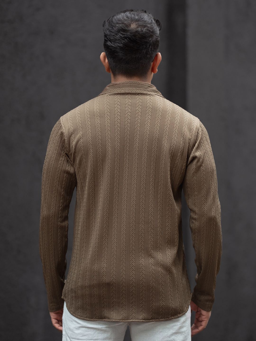 Powerlook Men Cuban Collar Textured Casual Shirt