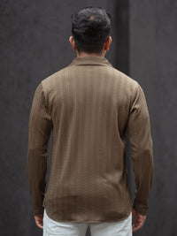 Powerlook Men Cuban Collar Textured Casual Shirt