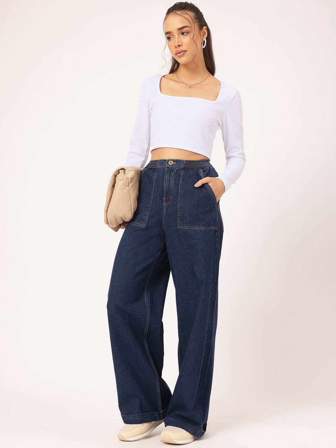 DressBerry Edgy Elegance Square Neck Ribbed Crop Top