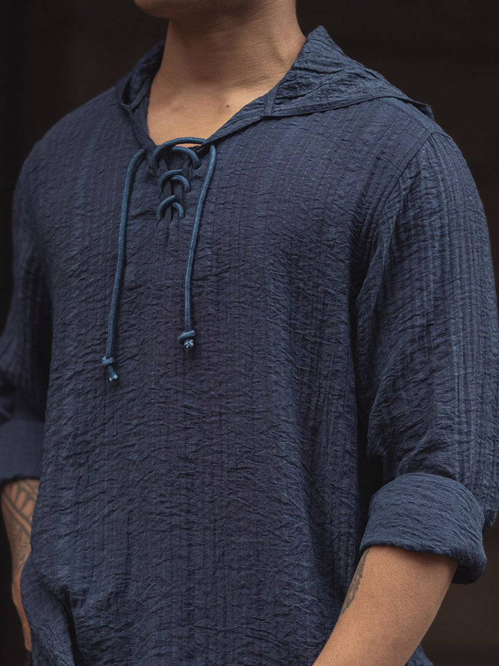 Powerlook Men Self Design Hood Relaxed Fit T-shirt
