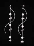 PANASH 925 Sterling Silver Rhodium-Plated Drop Earrings