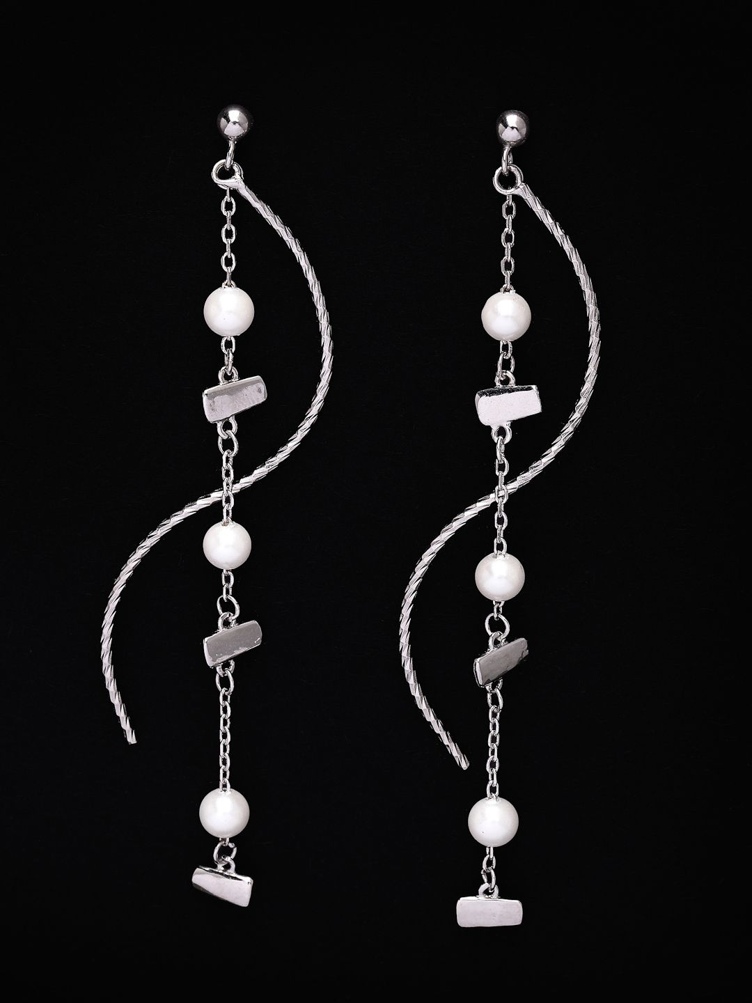 PANASH 925 Sterling Silver Rhodium-Plated Drop Earrings