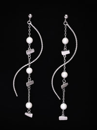 PANASH 925 Sterling Silver Rhodium-Plated Drop Earrings