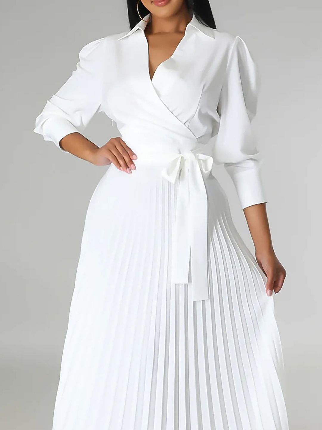 all about you Women Solid Striped Tie-Ups Wrap Dress