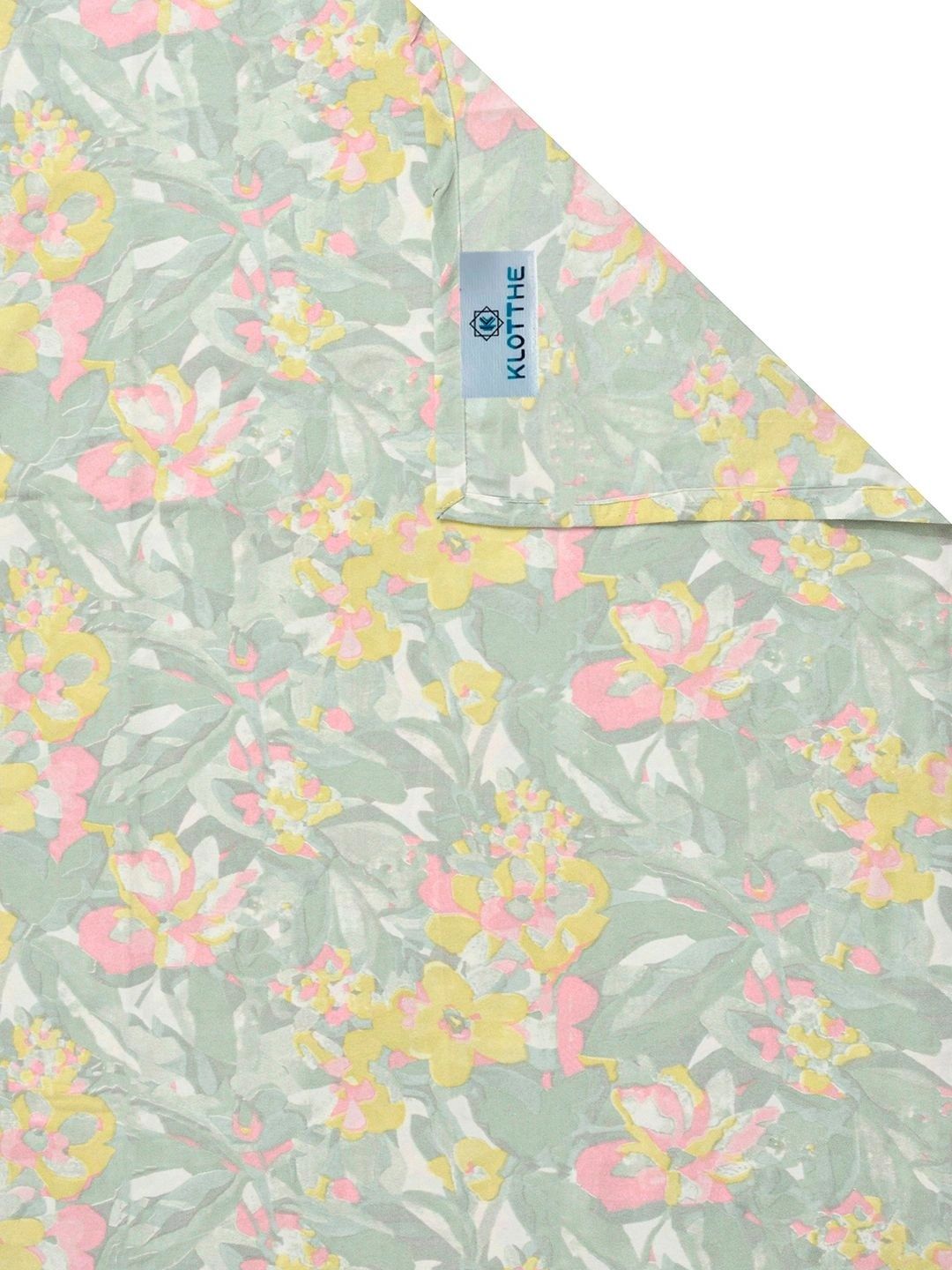 KLOTTHE Green Floral 300 TC Cadar King dengan 2 Sarung Bantal
