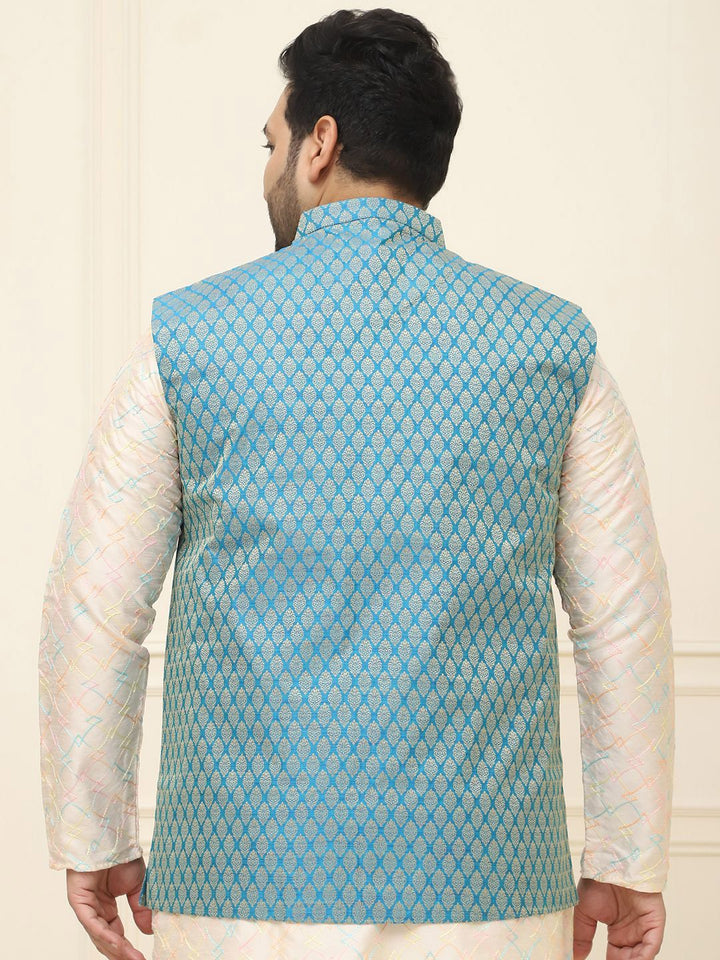 SOJANYA PLUS Men Printed Nehru Plus Size Jacket