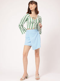 DressBerry Striped Tie-Up Empire Crop Top