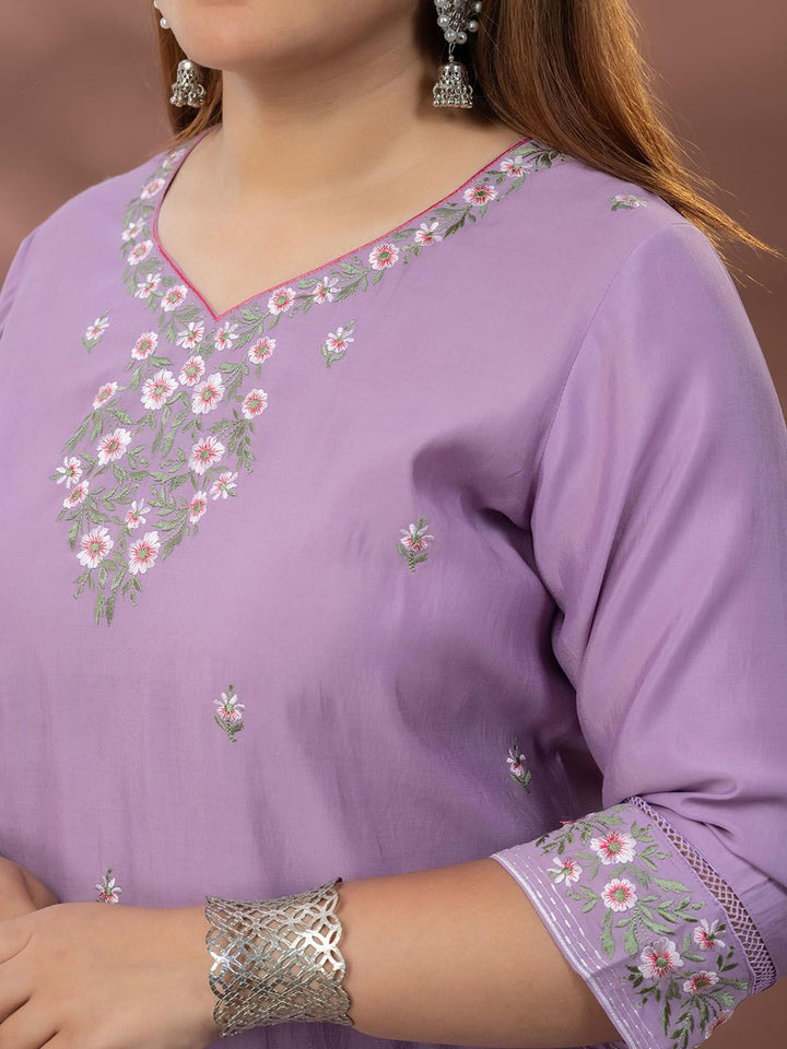 Kurta Sulam Bunga Mamicha Dengan Palazzos & Dupatta