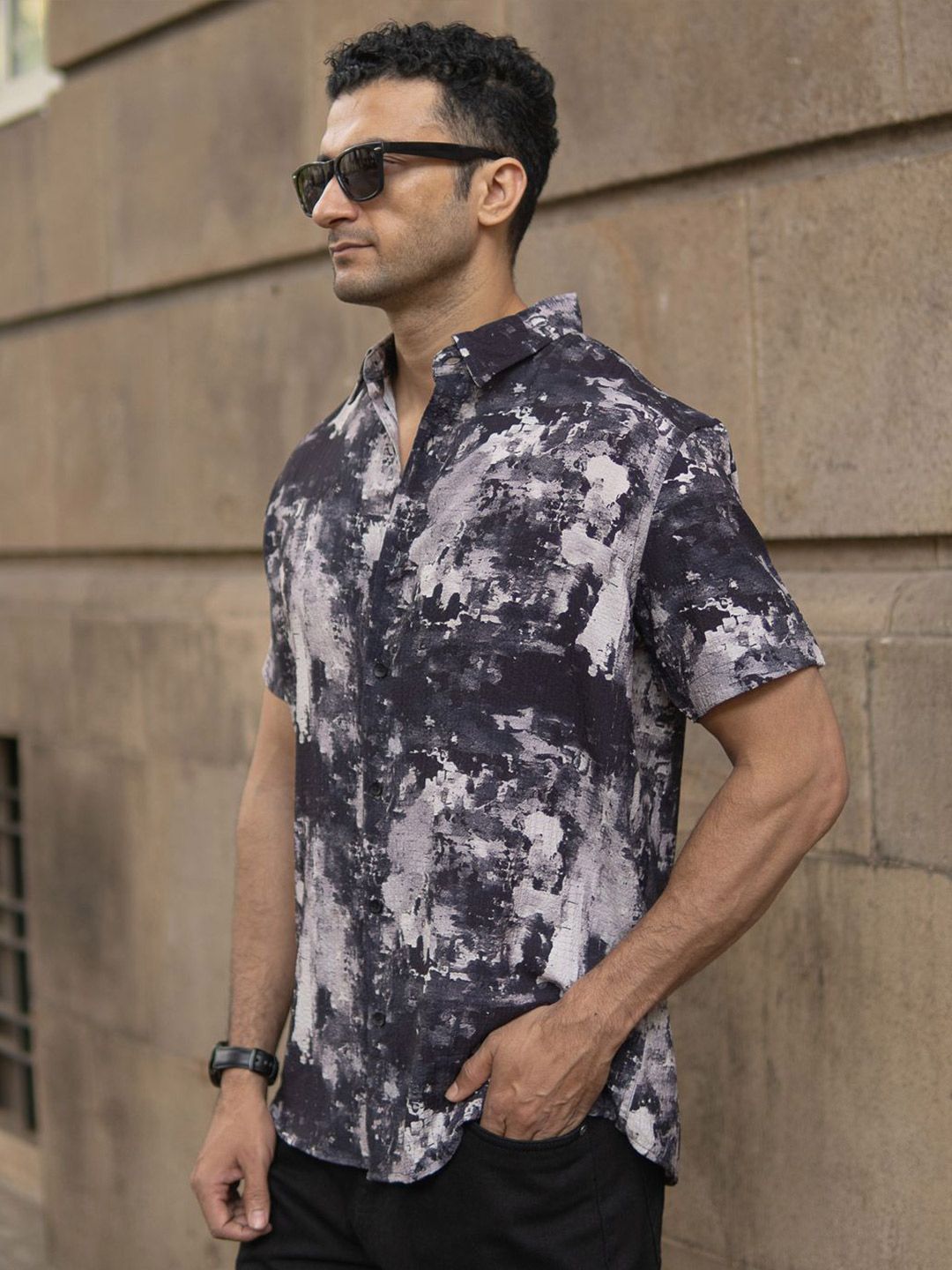 Powerlook Men Abstract Printed Spread Collar Casual Shirt