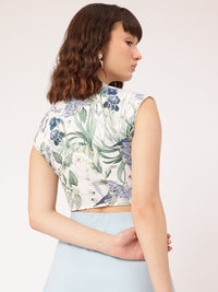 DressBerry Floral Frenzy Print Bow Detail Crop Top