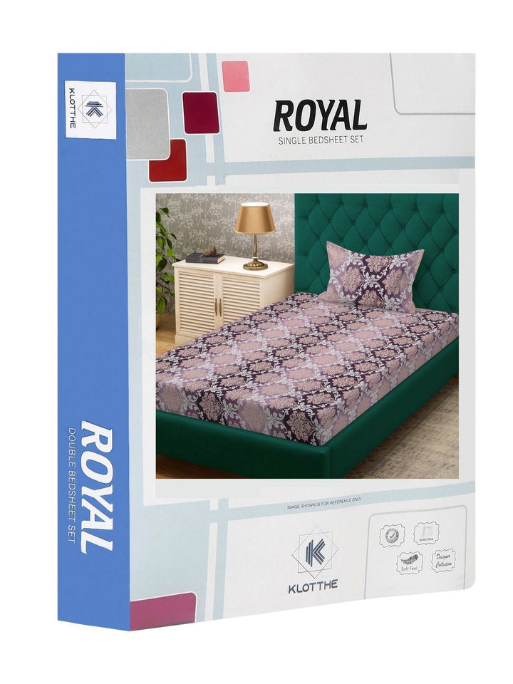 KLOTTHE Purple Floral Polycotton 300 TC Single Cadar Halus dengan Sarung Bantal-89 x 59 inci
