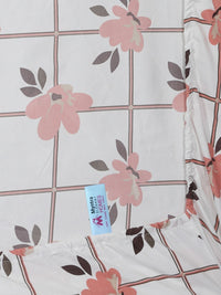Myntra Elegant Homes White & Grey Floral Printed Dilengkapi 300 TC King Cadar dengan 2 Sarung Bantal
