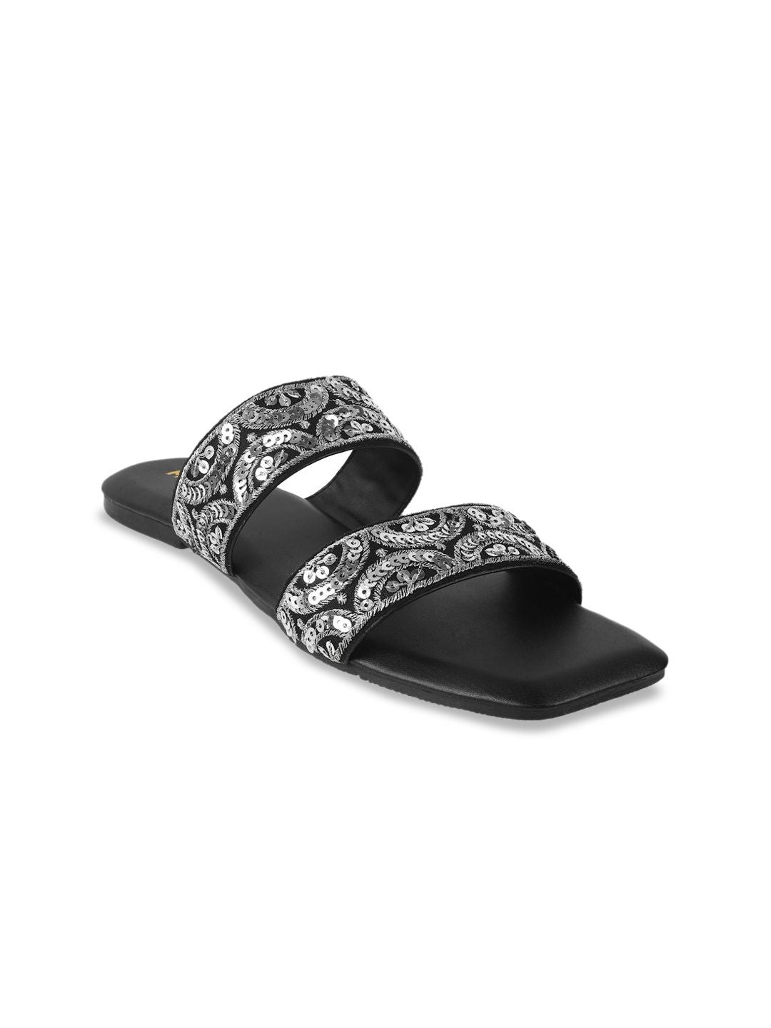 Mochi Women Embellished Open Toe Flats
