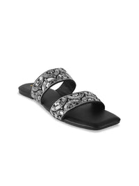Mochi Women Embellished Open Toe Flats