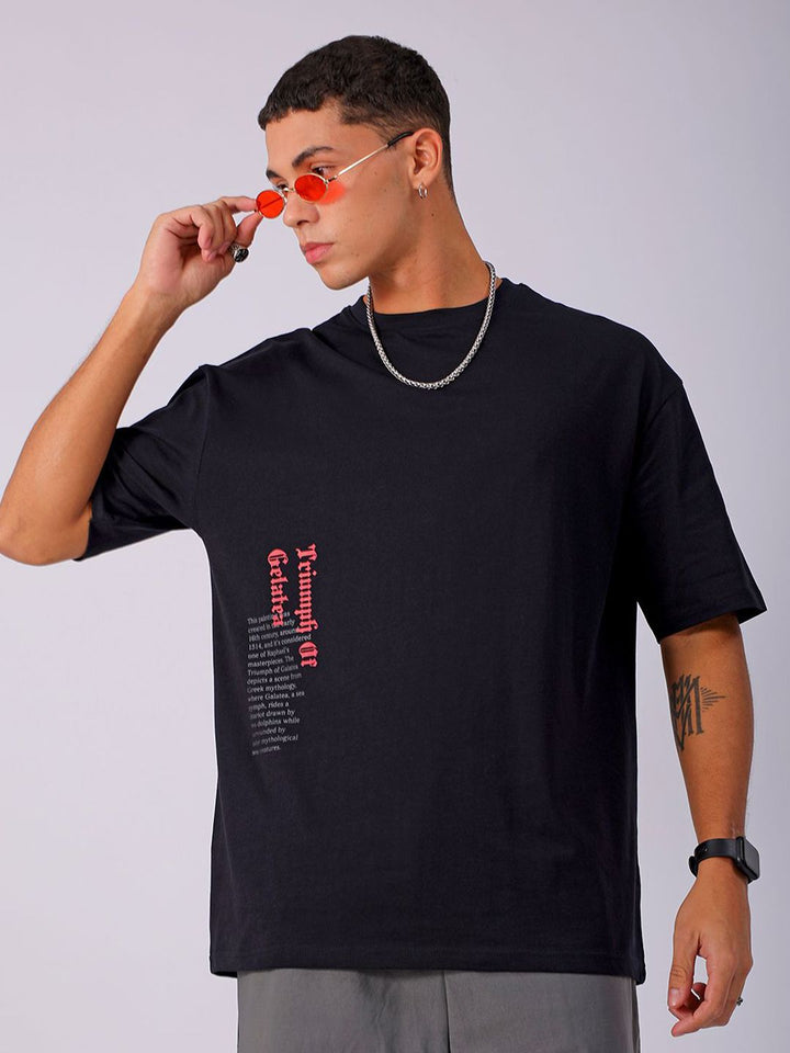 The Indian Garage Co Men Back Printed Boxy Oversized Round Neck Pure Cotton T-shirt