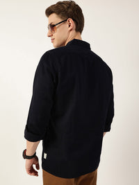 Thomas Scott Men Classic Spread Collar Solid Cotton Casual Shirt