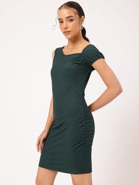 DressBerry Edgy Elegance Asymmetric Neck Ribbed Bodycon Mini Dress