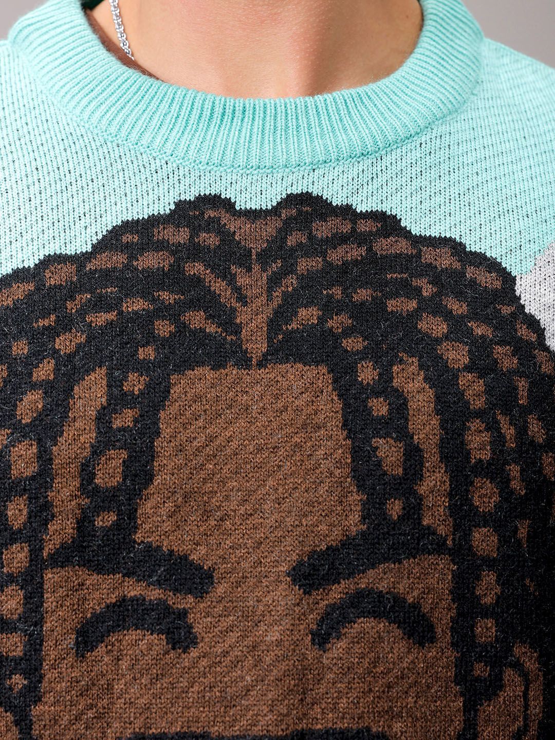 The Indian Garage Co Men Self Design Pullover Sweater