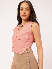 DressBerry Feminine Flair Pocket Detail Shirt-Style Top