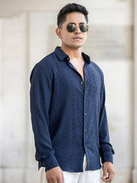 Powerlook Men Spread Collar Textured Casual Shirt