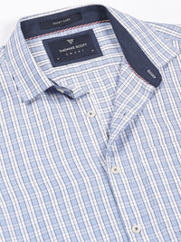Thomas Scott Men Smart Spread Collar Tartan Checked Cotton Formal Shirt