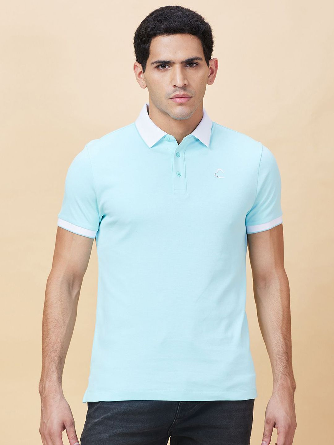Being Human Men Solid Polo Collar Cotton T-shirt