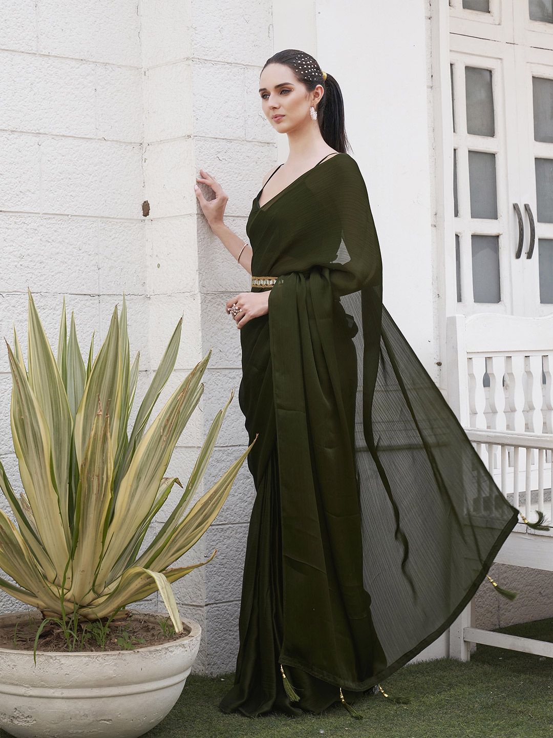 Tikhi Imli Satin Belted Saree