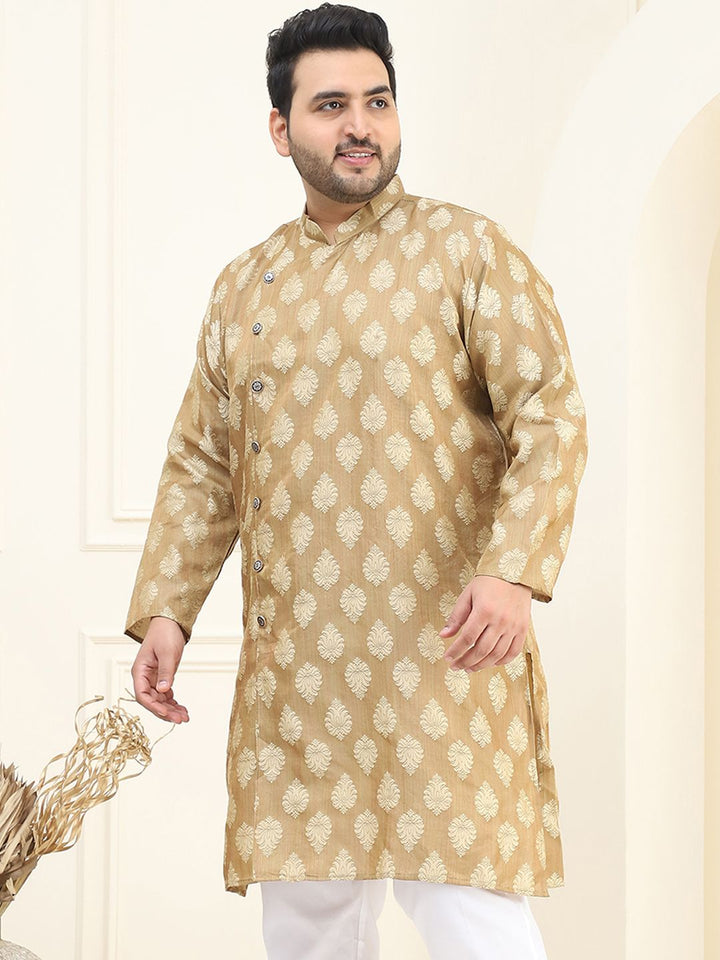 SOJANYA PLUS Saiz Motif Etnik Angrakha Band Kolar Lurus Kurta