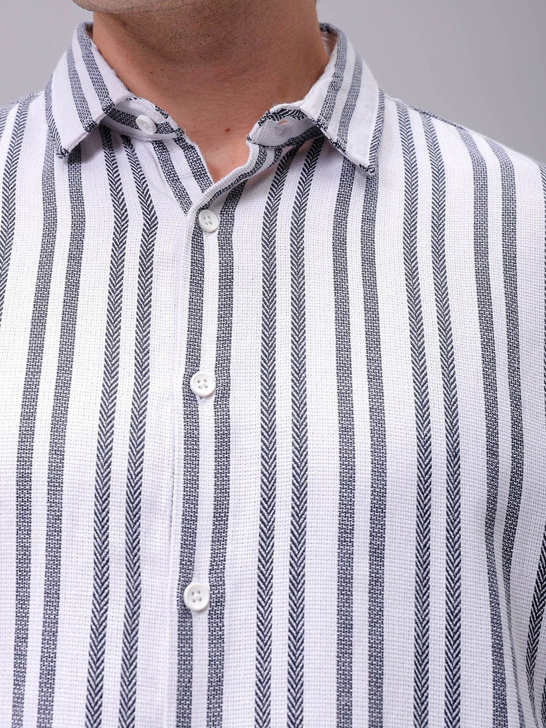 The Indian Garage Co Relaxed Fit Striped Dobby Textured Resortwear Shirt