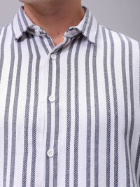 The Indian Garage Co Relaxed Fit Striped Dobby Textured Resortwear Shirt