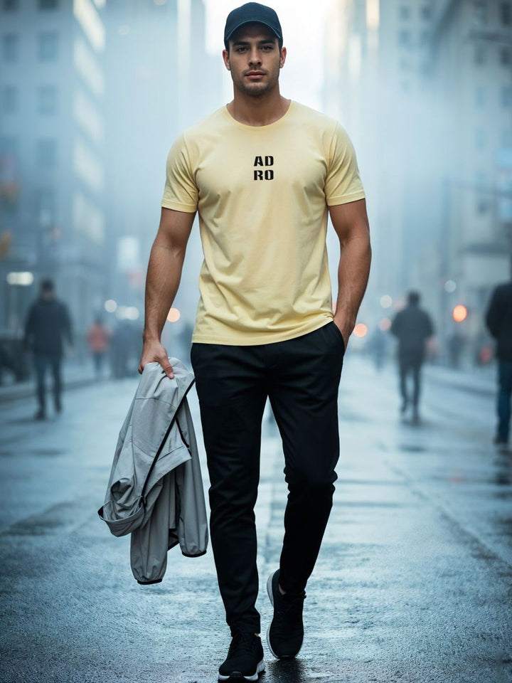 ADRO Typography Printed Short Sleeves Regular Fit T-shirt