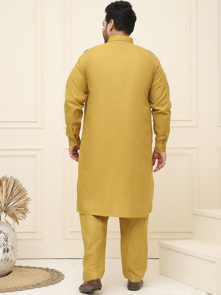 SOJANYA PLUS Shirt Collar Pocket Detailing Curved Pathani Kurta With Salwar