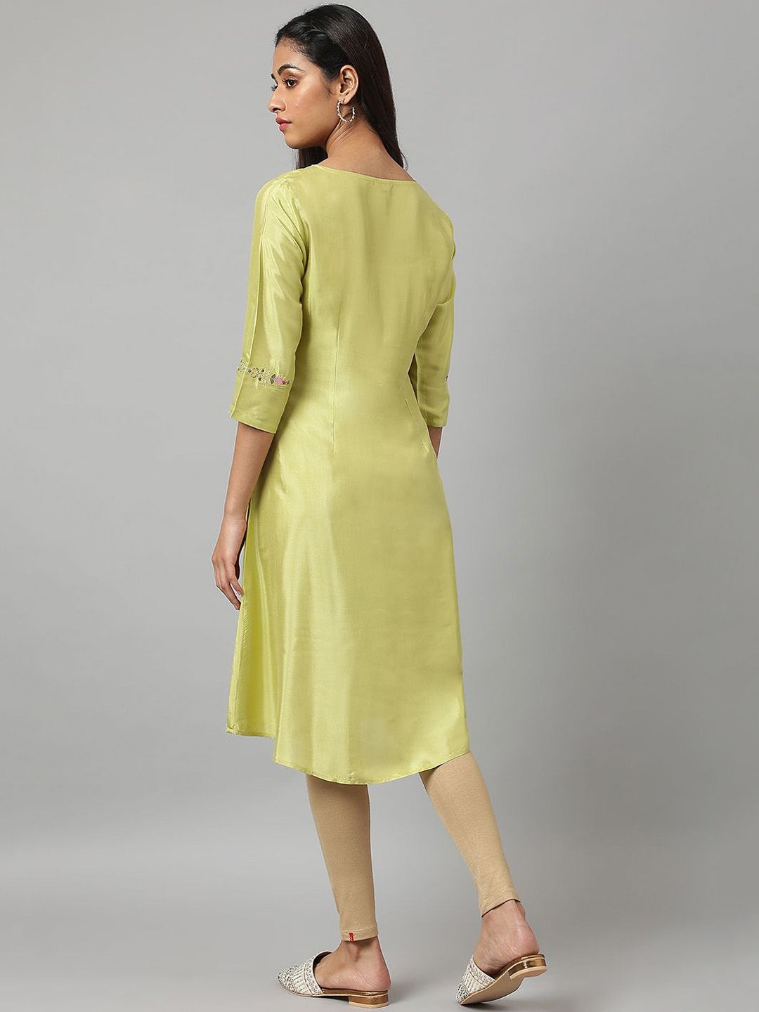 W Floral Embroidered Thread Work A-Line Kurta