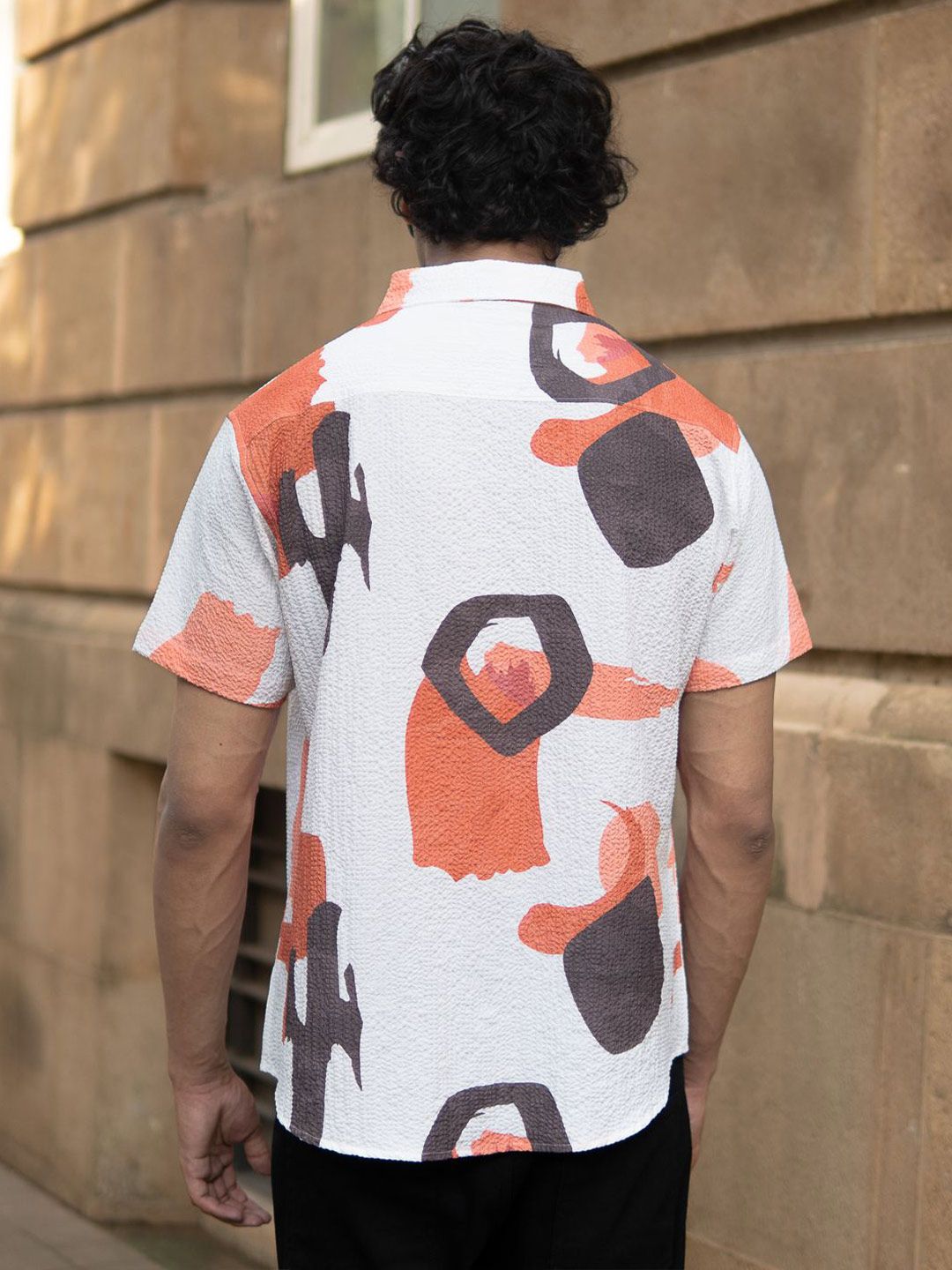 Powerlook Men Abstract Printed Spread Collar Casual Shirt