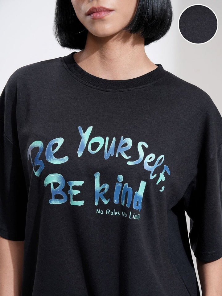 Street By Tokyo Talkies Women Printed Short Sleeved Oversized T-shirt