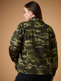 SASSAFRAS Curve Women Camouflage Tailored Jacket with Embroidered