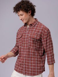 The Indian Garage Co Men Relaxed Fit Textured Checked Resortwear Shirt