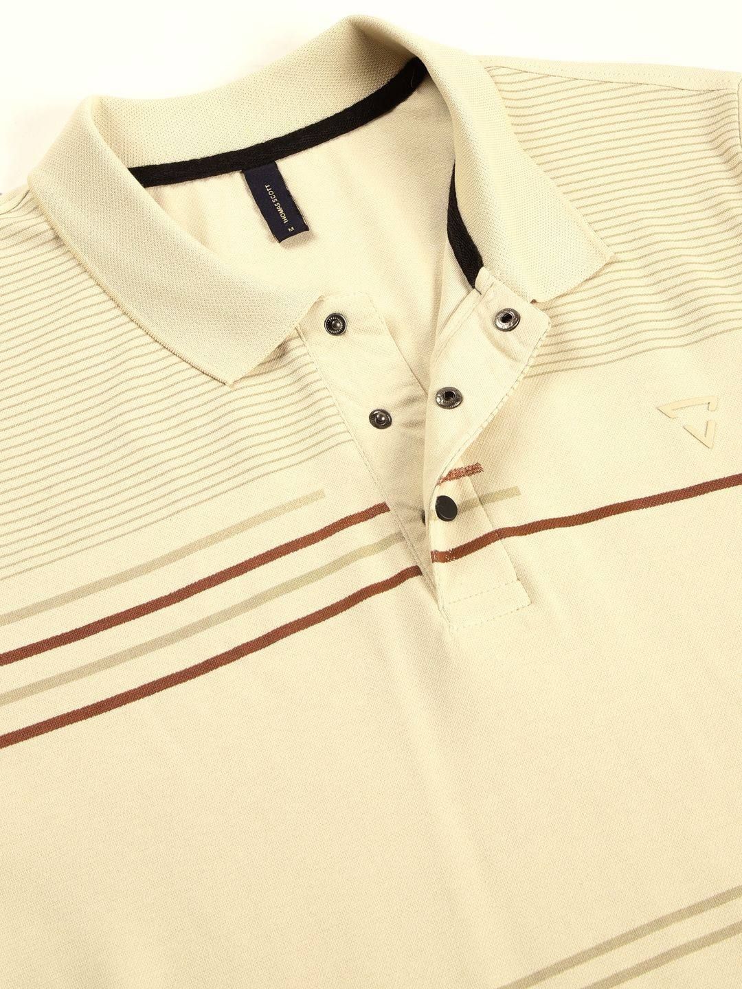Thomas Scott Men Striped Polo Collar Cotton T-shirt