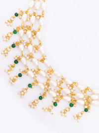 PANASH Gold-Plated Pearls Beaded Contemporary Ear Chain