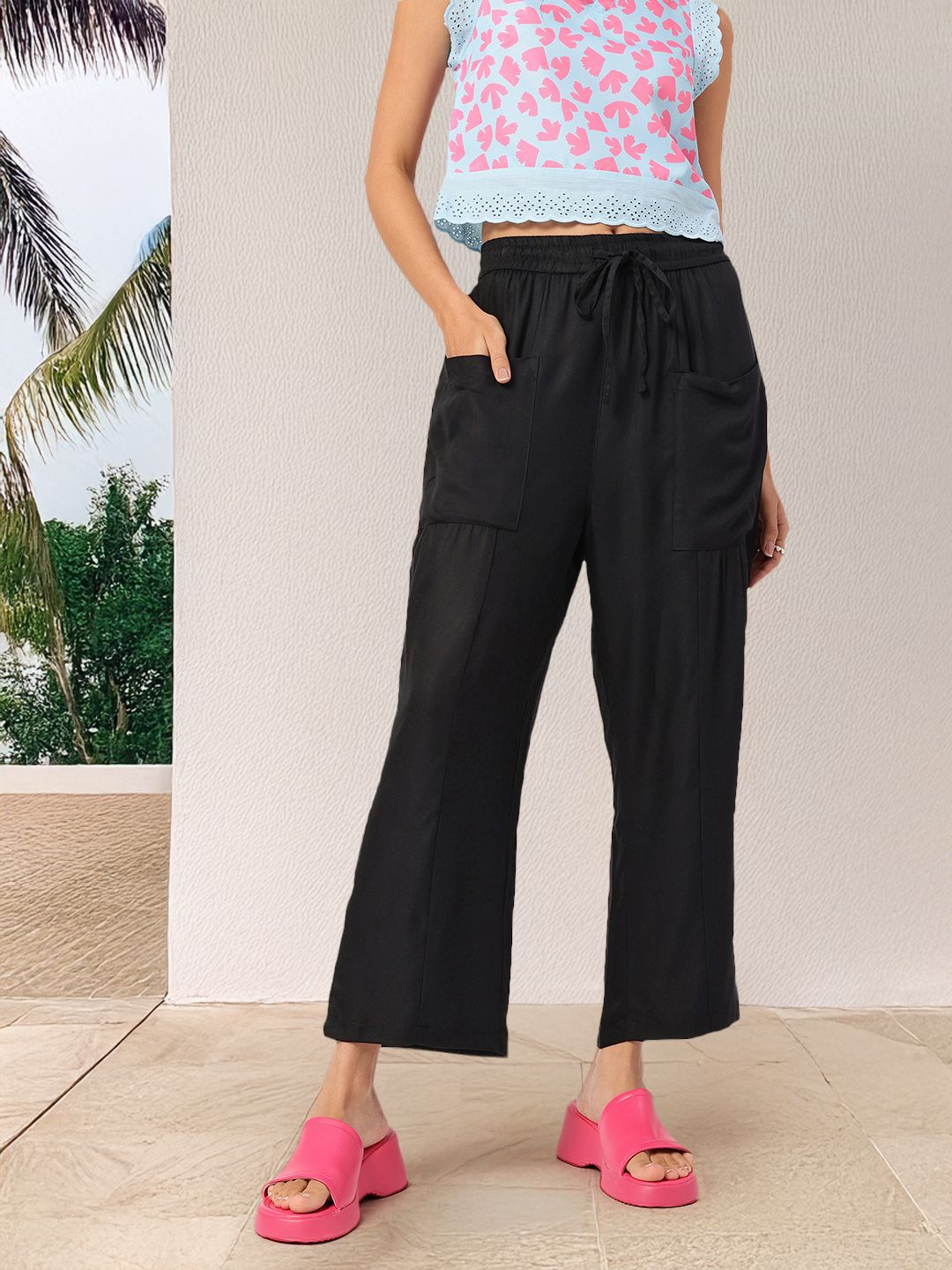 DressBerry Women Cozy Classics Relaxed Fit Trousers with Box Pockets