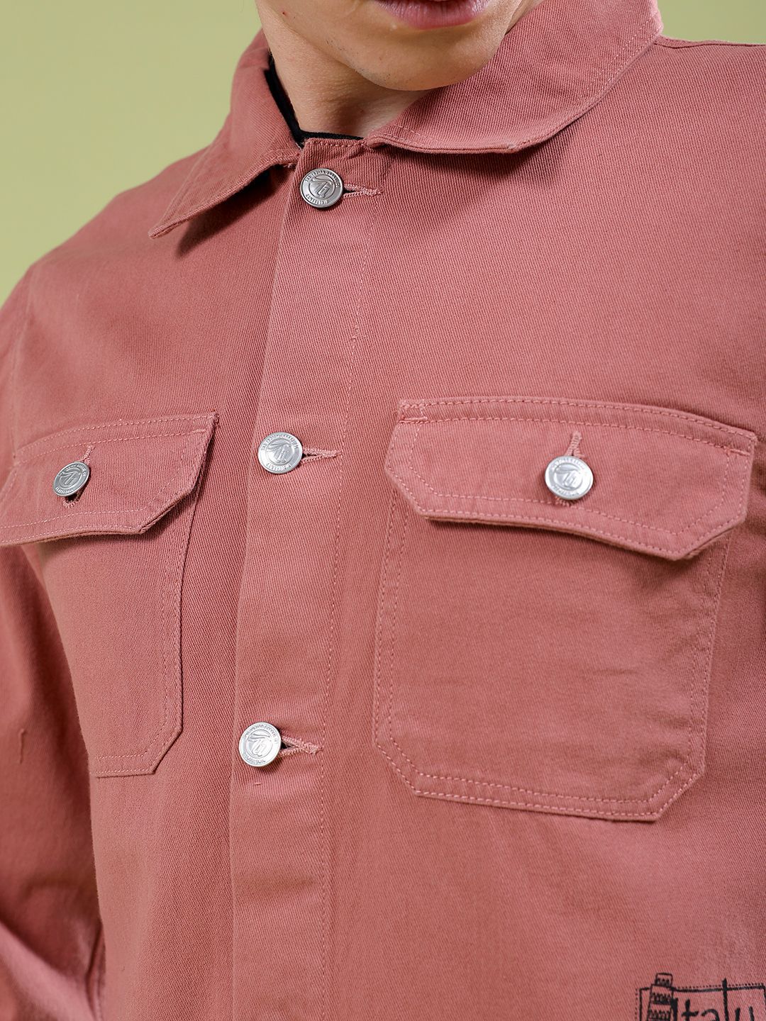 The Indian Garage Co Men Typography Denim Jacket with Embroidered