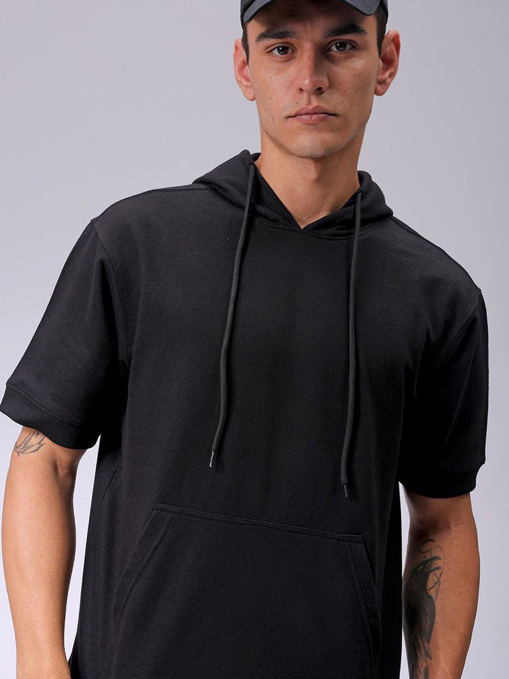 The Indian Garage Co Men Hooded Short Sleeves Hooded Casual Sweatshirt