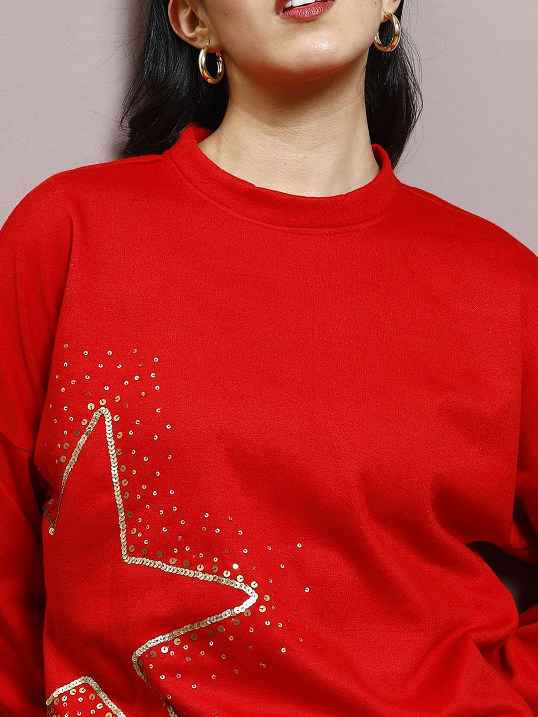 Athena Women Embellished Sequined Sweatshirt