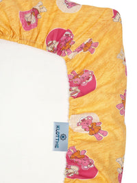 KLOTTHE Yellow Cartoon Printed Fitted 400 TC Cotton King Bedsheet & 2 Pillow Covers